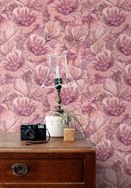 ESTAhome Tapete Blumenmuster Lila und Rosa - 50 x 900 cm - 131293