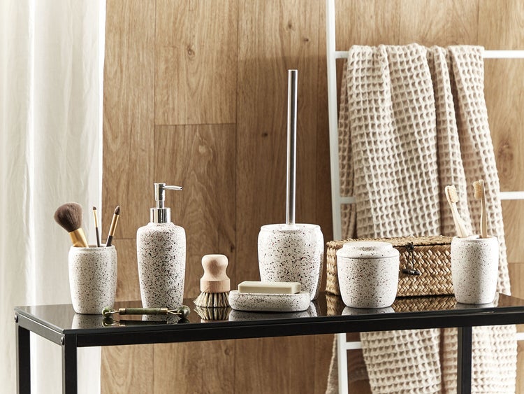 Badaccessoires Set 6-teilig PALMILLA Keramik Cremeweiß
