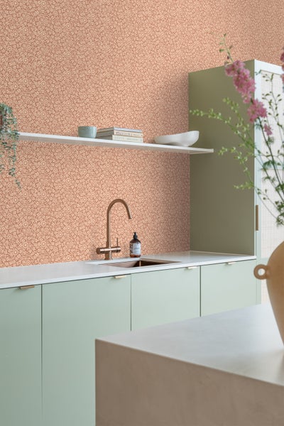 ESTAhome Tapete Blumen Terrakotta - 50 x 900 cm - 131670