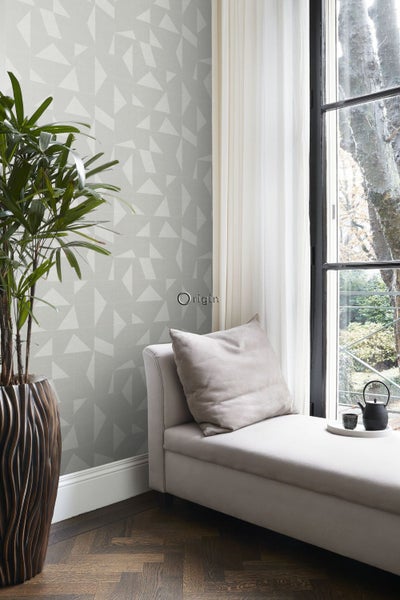 Origin Wallcoverings Tapete grafisches Muster in Gewebeoptik Hellgrau - 53 cm x 10.05 m - 347754