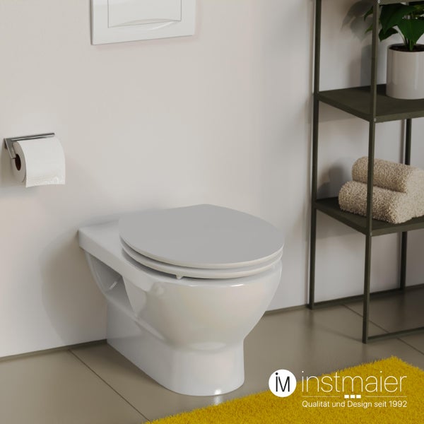 instmaier WC Sitz WC7M | FSC zertifiziertes Holz | Toilettendeckel mit Absenkautomatik | Klobrille Grau Matt | Oval | Nachhaltig | MDF-Holzkern