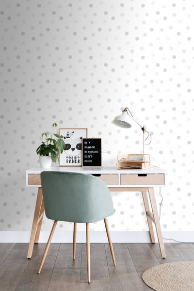 Origin Wallcoverings Tapete Punktmuster Crème-Beige, Hellgrau und Silbergrau - 53 cm x 10.05 m - 347508