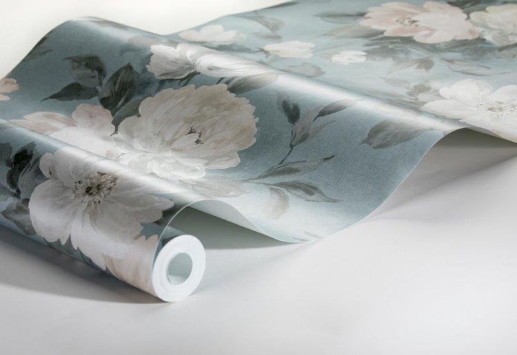 Borastapeter Tapete Blumen Blau - 53 cm x 10.05 m - 660428