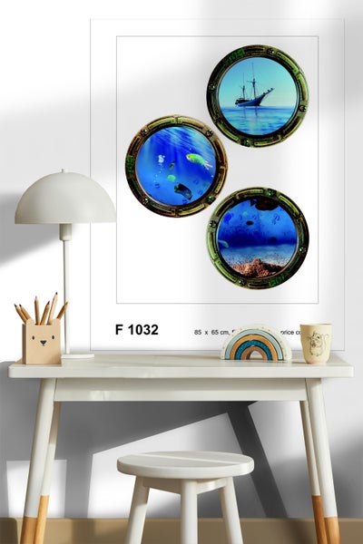 Dekoratives Wandbild mit drei Bullaugenmotiven, Größe 85 x 65 cm