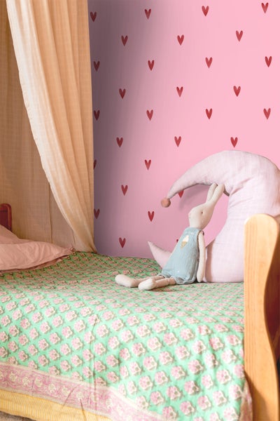ESTAhome Tapete Herzchen Rosa und Rot - 50 x 900 cm - 131631