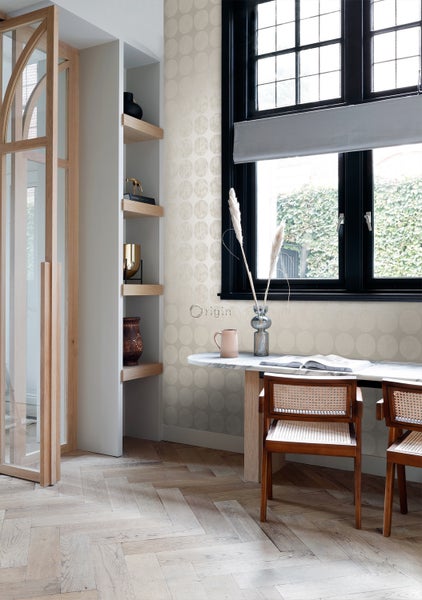 Origin Wallcoverings Tapete große verwitterte Kugeln Silber - 53 cm x 10.05 m - 347607