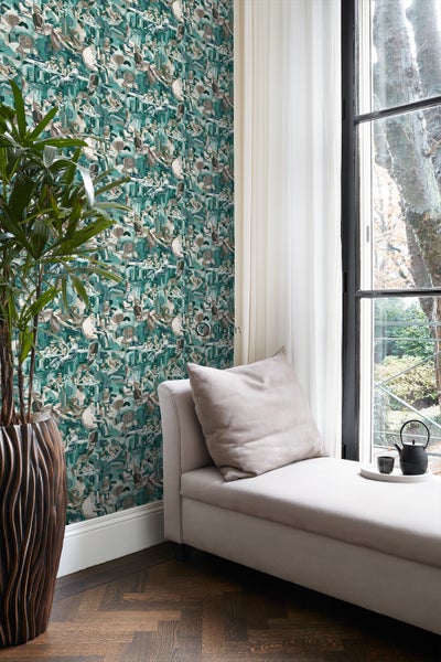 Origin Wallcoverings Tapete figurative Motive Smaragdgrün - 53 cm x 10.05 m - 347422