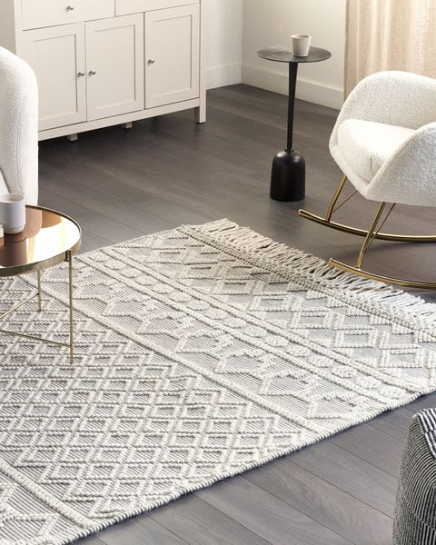 Teppich SOLHAN Grau Beige 160 x 230 cm Wolle
