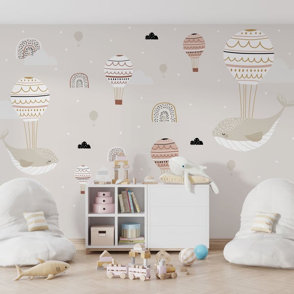 Kindertapete Wale und Luftballons 400 x 250 cm