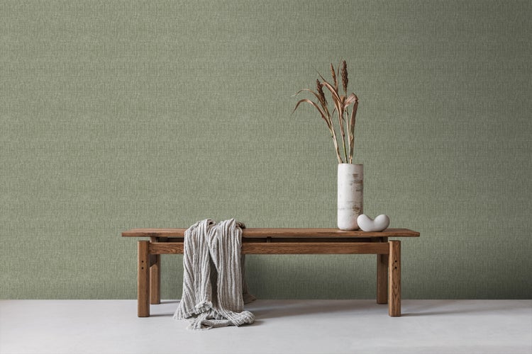 Sanders und Sanders Tapete Leinen-Optik Olivgrün - 53 cm x 10 m - 640212