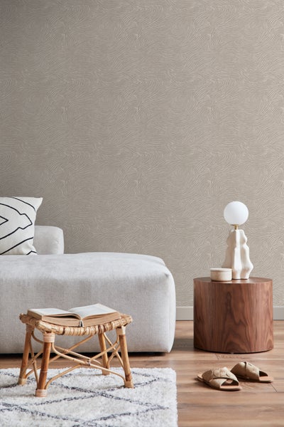 ESTAhome Tapete 3d Wellenförmige Linien Taupe - 50 x 900 cm - 139661