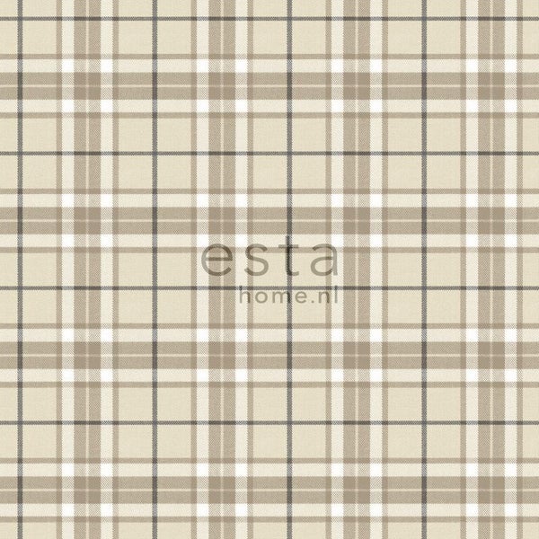 ESTAhome Tapete Karomuster Beige und Braun - 53 cm x 10.05 m - 137723