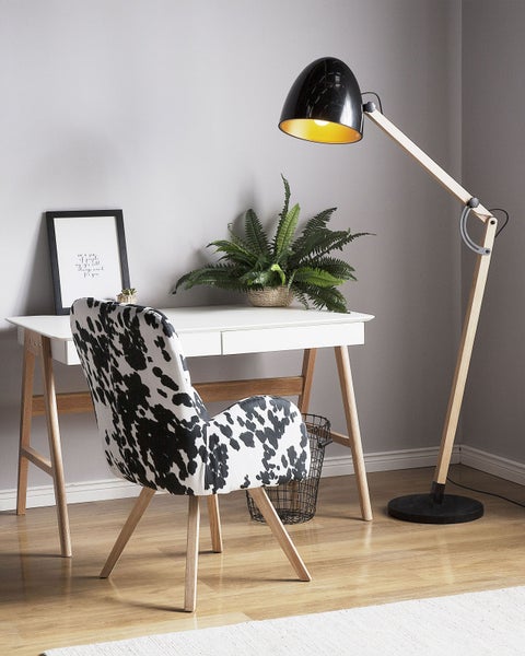 Stehlampe HETTON verstellbar Eichenholz Schwarz