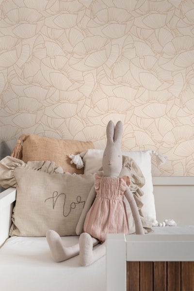 ESTAhome Tapete Mohnblumen Beige - 53 cm x 10.05 m - 139705