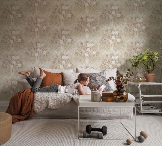 Duro Tapete Blumen Beige - 53 cm x 10.05 m - 661133
