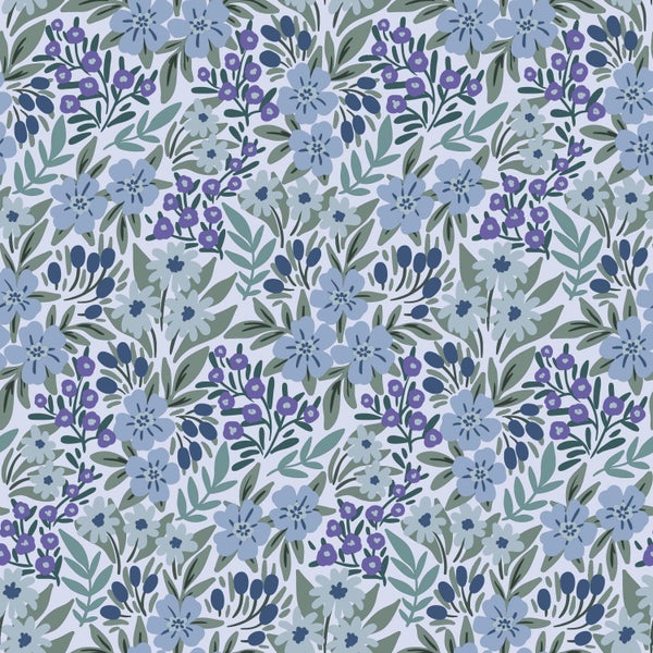 ESTAhome Tapete Blumen Blau - 50 x 900 cm - 131447