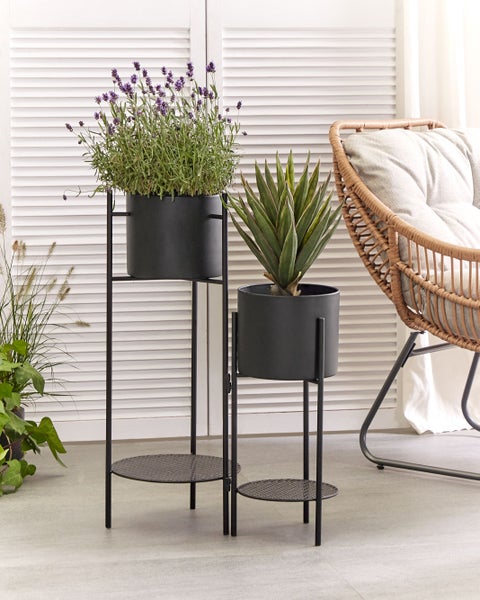 Pflanzenständer ULMUS Metall 58 cm Schwarz