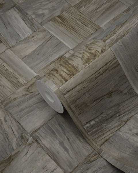Origin Wallcoverings Tapete quadratische Holzstücke Dunkelbraun - 53 cm x 10.05 m - 347519