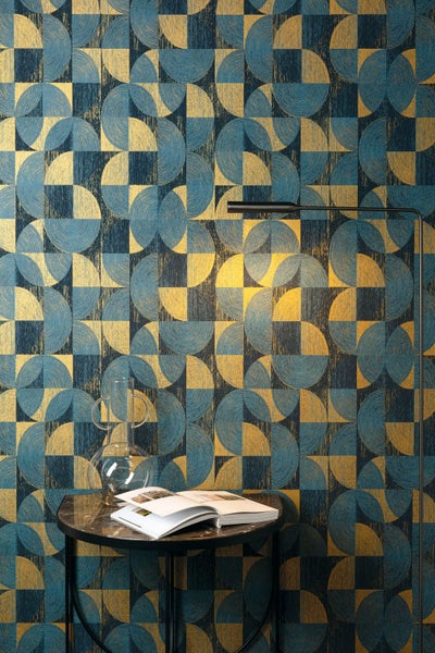 Masureel Tapete geometrisches Motiv Blau - 53 cm x 10.05 m - 630805