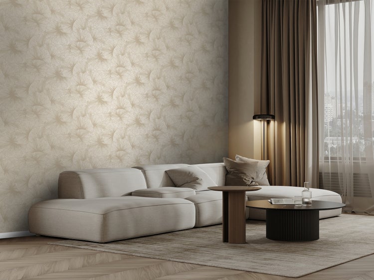 Origin Wallcoverings Tapete 3D Muster Blätter Beige - 53 cm x 10.05 m - 348006