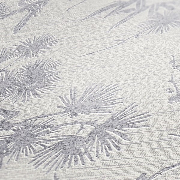 Nahaufnahme einer Tapete mit Pflanzenmuster.