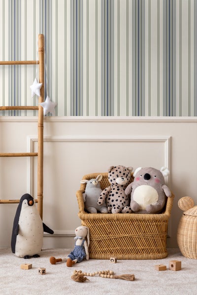 Sanders und Sanders Tapete Streifenmuster Beige und Blau - 50 x 900 cm - 935389