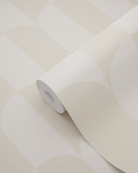 ESTAhome Tapete Art Decó Muster Beige und Sandbraun - 53 cm x 10.05 m - 139985