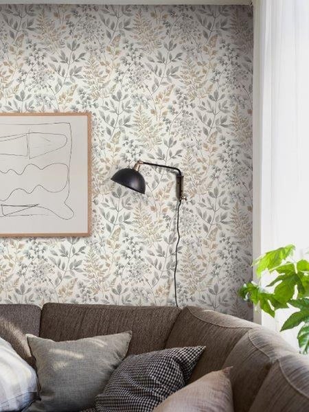 Borastapeter Tapete Blätter Grau und Beige - 53 cm x 11.2 m - 660120