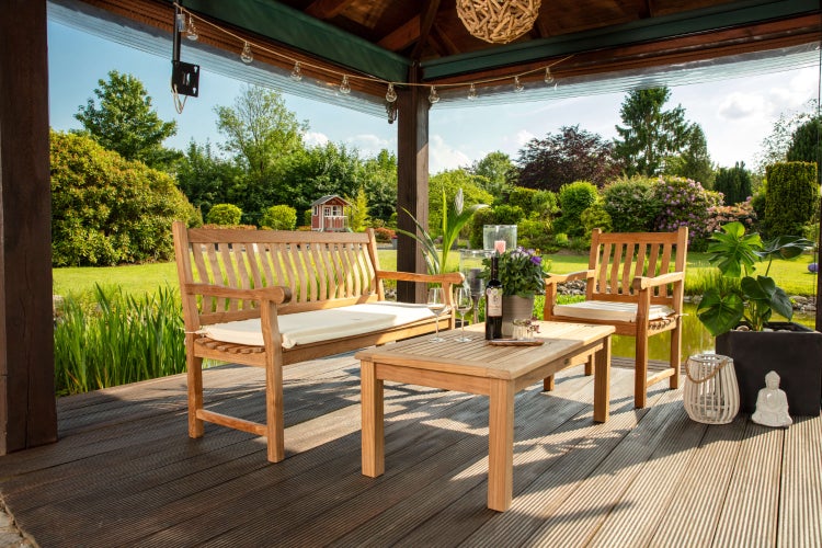 Teak Loungetisch Massivholz 120 x 60 cm premium wetterfest