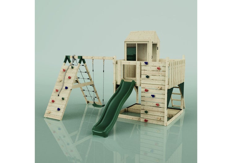 PolarPlay Spielturm Ida aus Holz in Rosa Babyschaukel