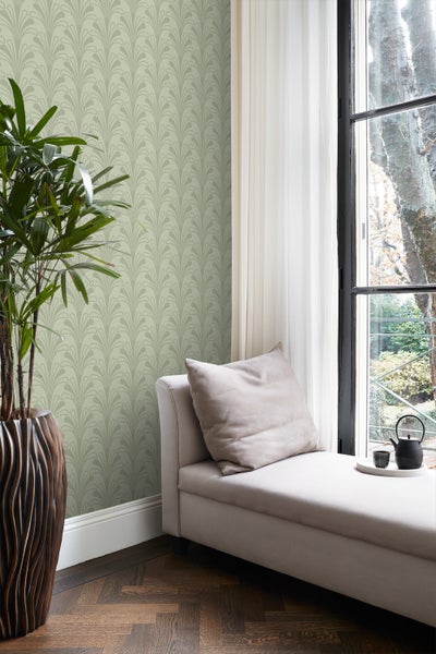 Origin Wallcoverings Tapete Art Decó Muster Graugrün - 50 x 900 cm - 347970