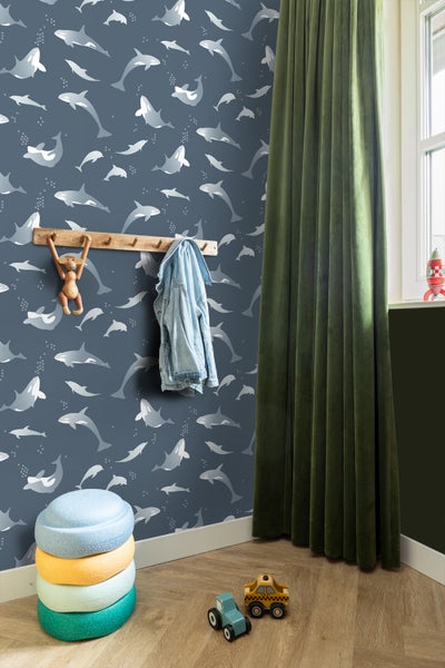 ESTAhome Tapete Walen Blau - 50 x 900 cm - 131565