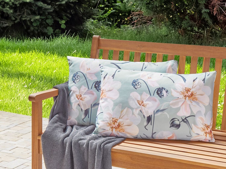 Gartenkissen 2er Set APRICALE Blumenmuster 40 x 60 cm Blau