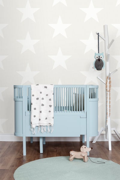 ESTAhome Tapete Sterne auf Jeansstoff Beige - 53 cm x 10.05 m - 138977