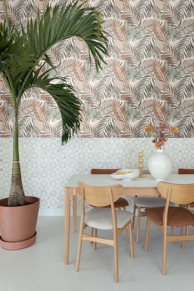 ESTAhome Tapete Blätter Beige und Graugrün - 50 x 900 cm - 139822