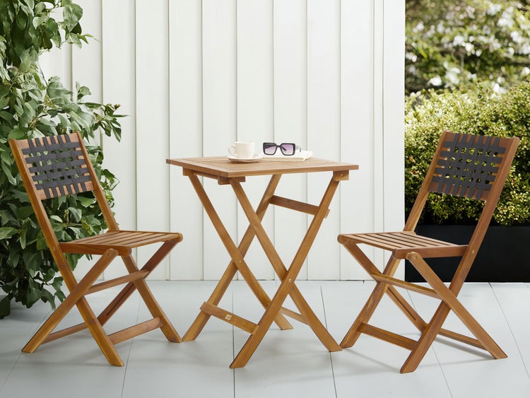 Bistro Set CONIOLO Akazienholz Braun / Schwarz