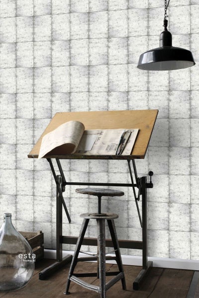 ESTAhome Tapete Zinkplatten Hellgrau - 53 cm x 10.05 m - 138877