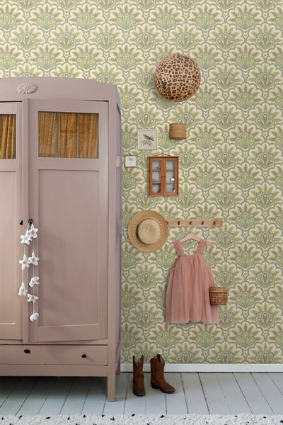 ESTAhome Tapete orientalisches Barockmotiv Grün - 50 x 900 cm - 131034