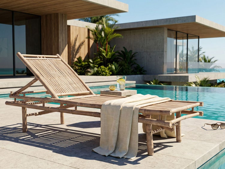 Sonnenliege SULMONA Bambusholz Hellbraun