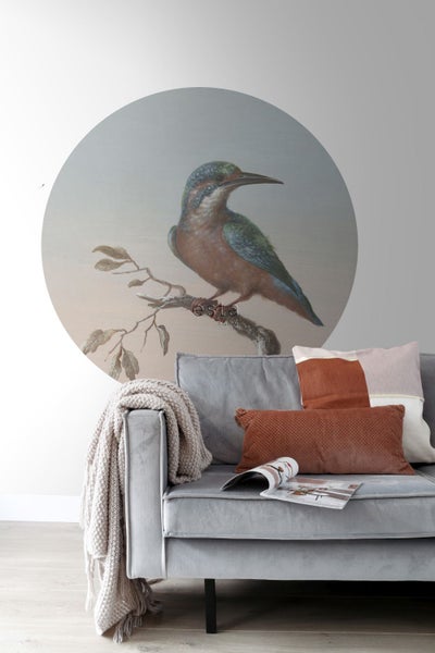 ESTAhome selbstklebende runde Tapete Eisvogel auf Zweig Abendrot - Ø 140 cm - 159017
