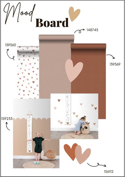ESTAhome Wandtattoo Herzchen Terrakotta, Rosa und Beige - 47.5 x 66 cm - 156112