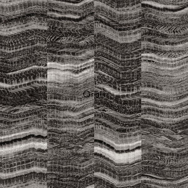 Origin Wallcoverings Tapete Zick-Zack-Mamorstreifen Schwarz - 53 cm x 10.05 m - 337250