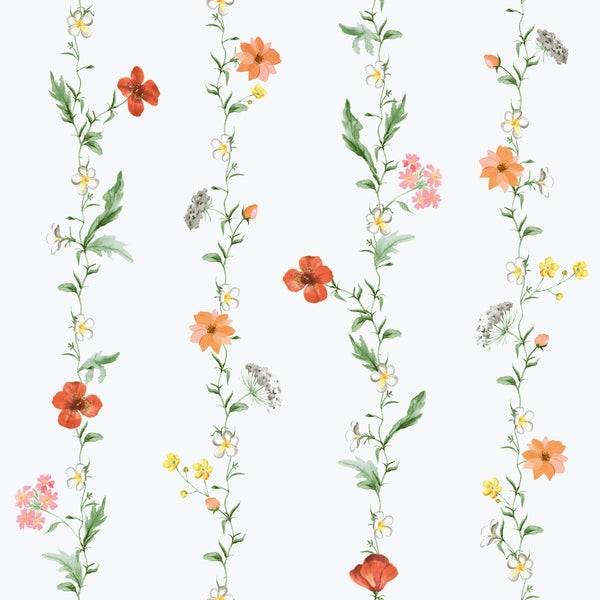 Sanders und Sanders Tapete Blumen Orange, Grün und Weiß - 53 cm x 10 m - 640174