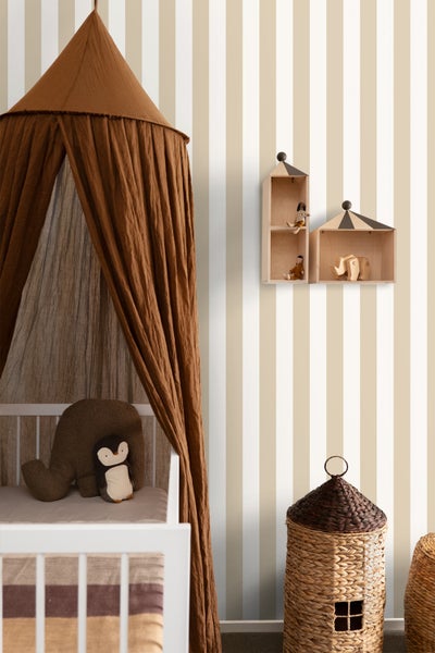ESTAhome Tapete Streifen Weiß und Hellbeige - 53 cm x 10.05 m - 139913