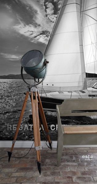 ESTAhome Fototapete Segelboot Schwarz und Weiß - 186 x 270 cm - 156431