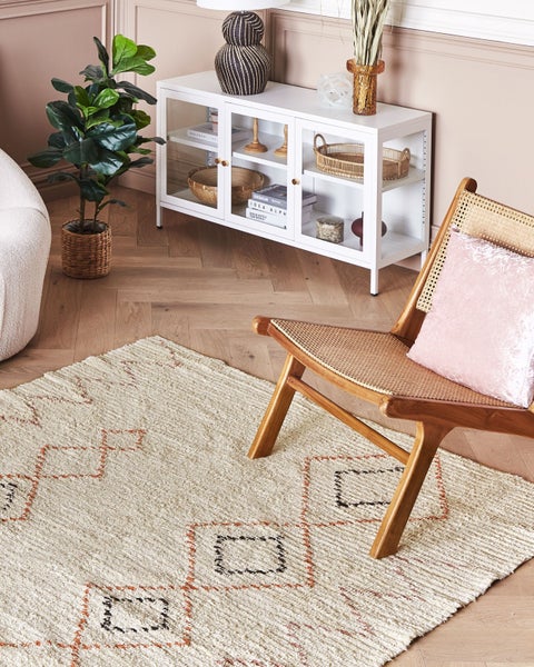Teppich GUWAHATI Beige 140 x 200 cm Baumwolle