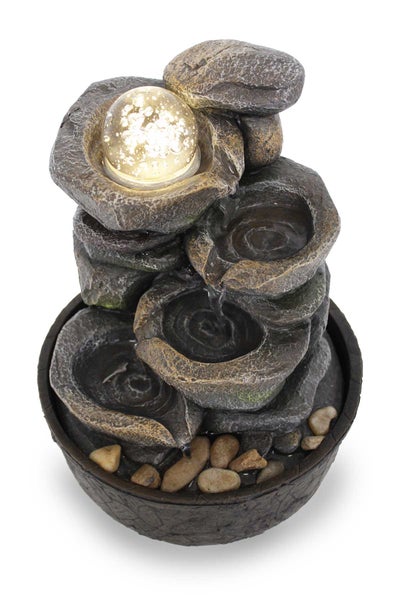 Zimmerbrunnen Tischbrunnen FoCascate graubraun Led 26 cm 10974
