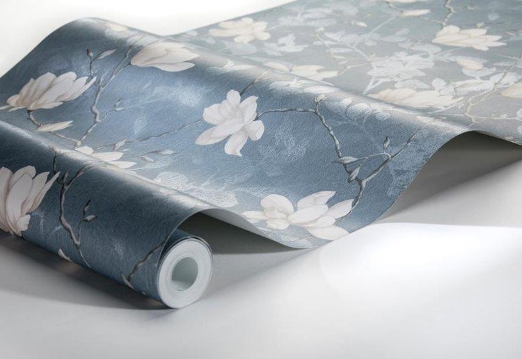 Borastapeter Tapete Magnolie Graublau - 53 cm x 10.05 m - 660433