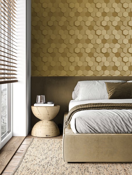 Origin Wallcoverings Tapete 3D Wabenmuster Gold - 53 cm x 10.05 m - 347971