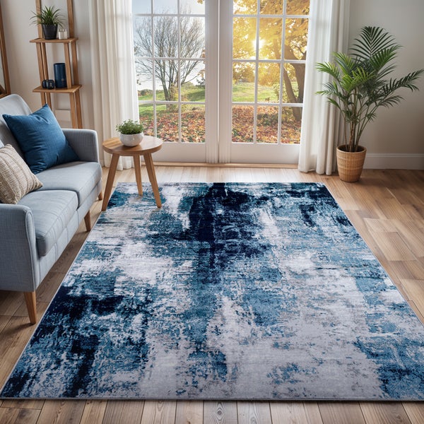 Abstrakt Moderner Teppich Blau/Grau 200x275 cm GIULIA